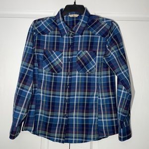 Ascend Blue Plaid Shirt Size L